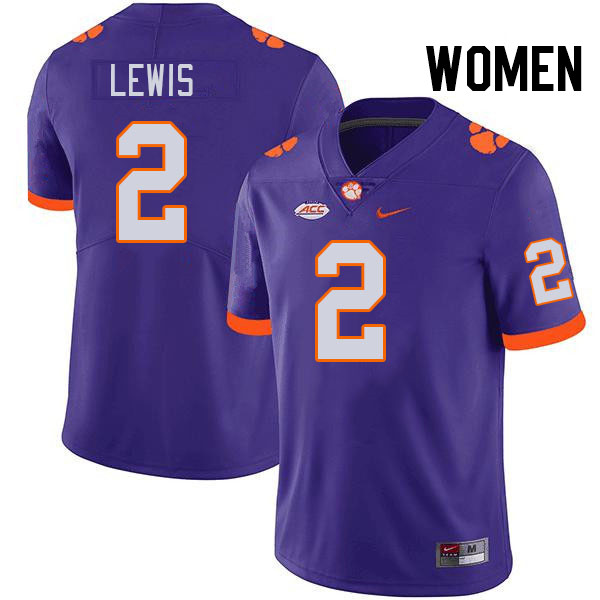 Women #2 Shelton Lewis Clemson Tigers College Football Jerseys Stitched-Purple